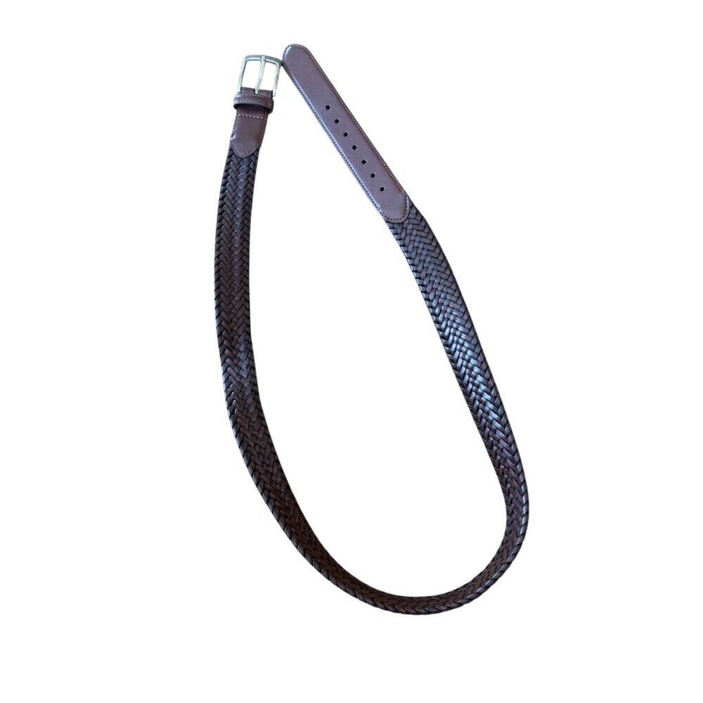 CTM Mens Belt Brown Braided Size 44 Silver Buckle - Picture 5 of 6